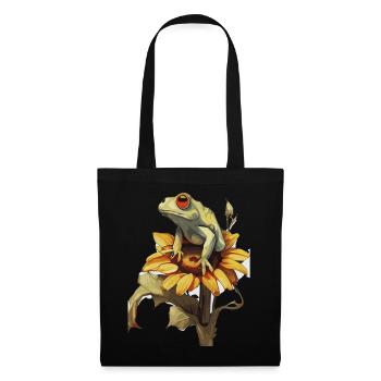 Mignon Tournesol Yeux Rouges Rainette Floral Grenouille Amour - Sac en tissu - noir - Devant