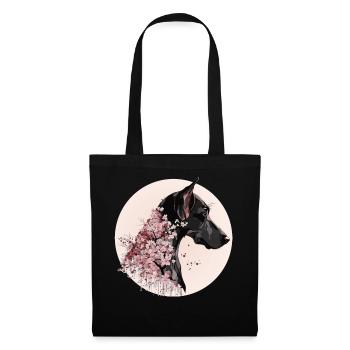Doberman Cherry Blossom Dog Race Sakura japonais - Sac en tissu - noir - Devant