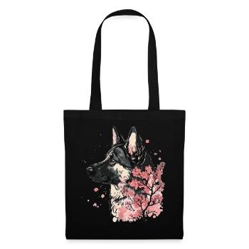 German Shepherd Cherry Blossom Dog Breed Japanese - Tote Bag - black - Front