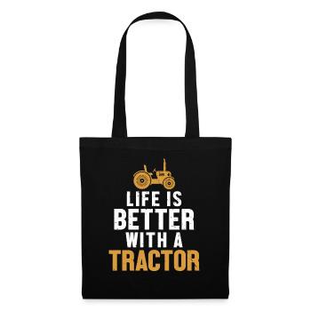 Life is Better with a Tractor Bauer - Stoffbeutel - Schwarz - Vorne