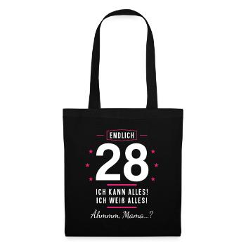Endlich 28 Geburtstag Ich Kann Alles Ich Weiß - Stoffbeutel - Schwarz - Vorne