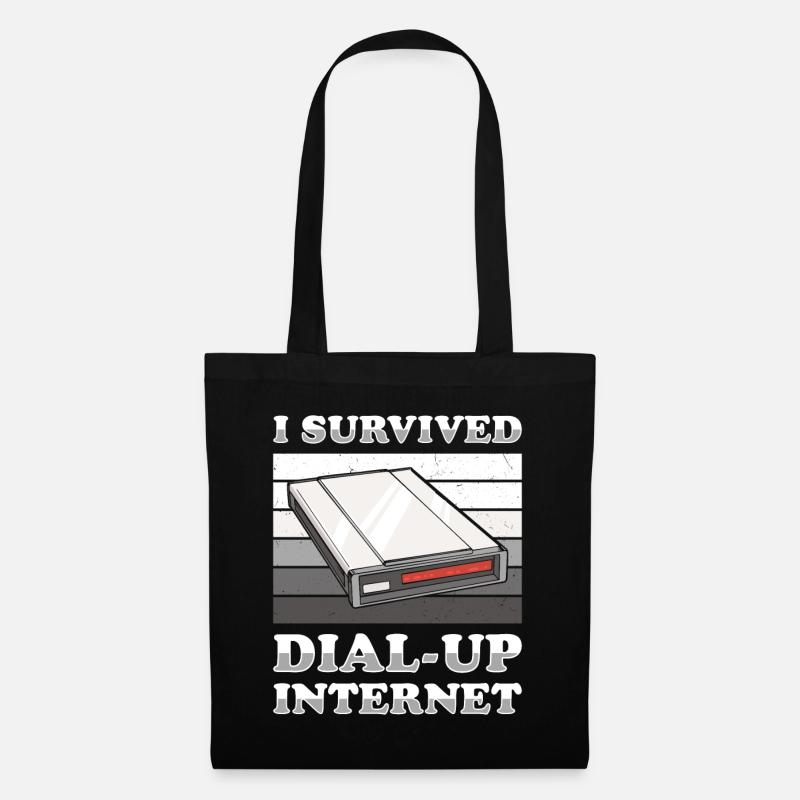 90er Jahre Nostalgie Retro 90er Jahre Dial Up - Stoffbeutel - Schwarz