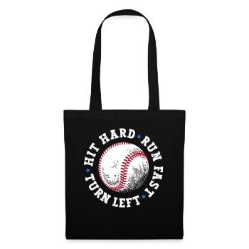 Funny Baseball Shirt Mom Dad Hit Hard Run Fast - Tote Bag - black - Front