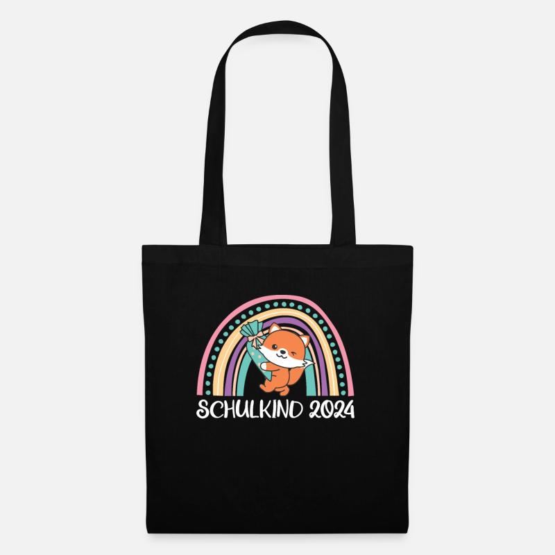 Schulkind 2024 Einschulung Fuchs Schule - Stoffbeutel - Schwarz