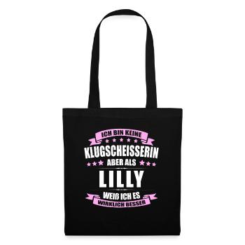 Name Lilly Vorname Klugscheisserin Namenstag - Stoffbeutel - Schwarz - Vorne