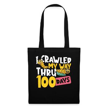 Ich kroch durch 100 Tage Schule 100. Tag der - Stoffbeutel - Schwarz - Vorne