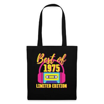 48. Geburtstag Best of 1975 Kassette Retro 80er Jahre - Stoffbeutel - Schwarz - Vorne
