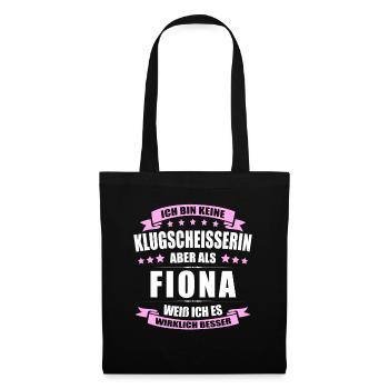Name Fiona Vorname Klugscheisserin Namenstag - Stoffbeutel - Schwarz - Vorne
