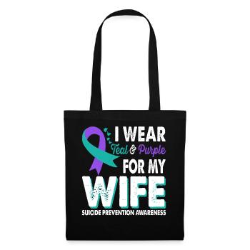 Wear teal & purple for awareness of the - Tote Bag - black - Front