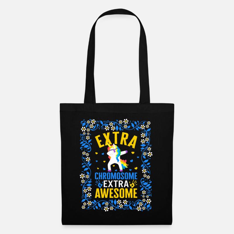 Welt-Down-Syndrom-Tagesshirt, extra Chromosom - Stoffbeutel - Schwarz