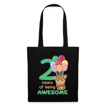 Cerf pour les enfants de 2e anniversaire de deux ans - Sac en tissu - noir - Devant