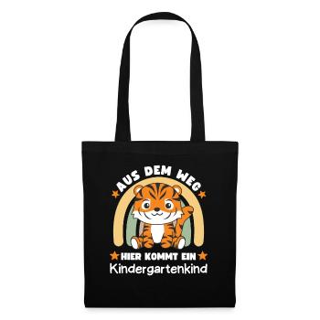 Aus Dem Weg Hier Kommt Ein Kindergartenkind Tiger - Stoffbeutel - Schwarz - Vorne