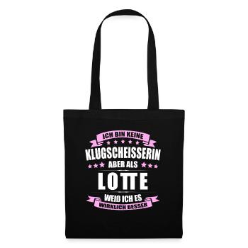 Name Lotte Vorname Klugscheisserin Namenstag - Stoffbeutel - Schwarz - Vorne