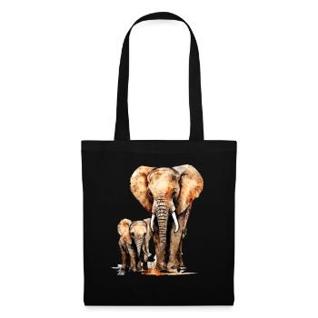 Elefant mit Kind für einen Elefant Liebhaber - Stoffbeutel - Schwarz - Vorne