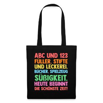 Erste Klasse Einschulung Erstklässler Schulkind - Stoffbeutel - Schwarz - Vorne