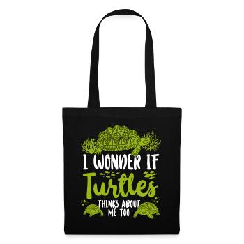 Sea Turtle Tortoise I Wonder If - Stoffbeutel - Schwarz - Vorne