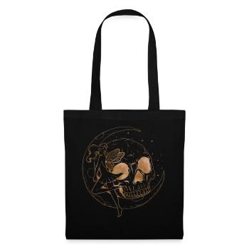 Chemise de fée, squelette de crâne de fée et lune - Sac en tissu - noir - Devant