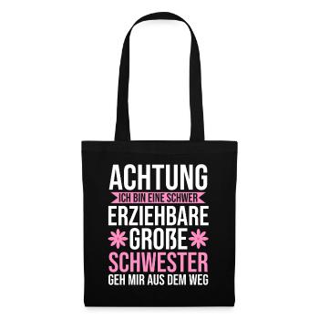 Familienmotiv Schwester - Stoffbeutel - Schwarz - Vorne