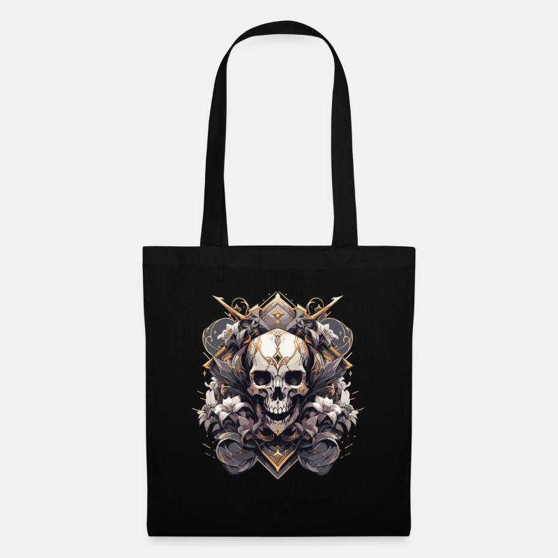 Totenkopf Skull Skulls Totenschädel Skelett - Stoffbeutel - Schwarz