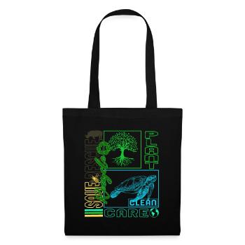 Earth Shirt, Save Rescue Recycle Plant Clean Care - Sac en tissu - noir - Devant