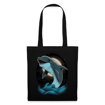 Cute Cartoon Dolphin Lover Funny Dolphin - Stoffbeutel - Schwarz - Vorne