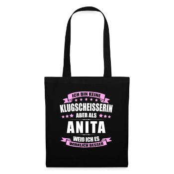 Name Anita Vorname Klugscheisserin Namenstag - Stoffbeutel - Schwarz - Vorne