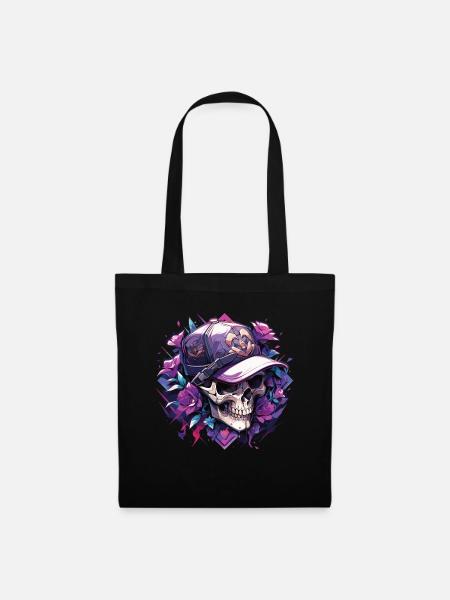 Totenkopf Skull Skulls Totenschädel Skelett - Stoffbeutel - Schwarz