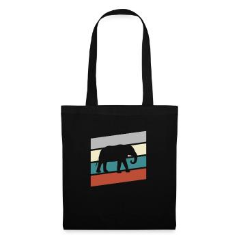 Elefant Retro - Stoffbeutel - Schwarz - Vorne