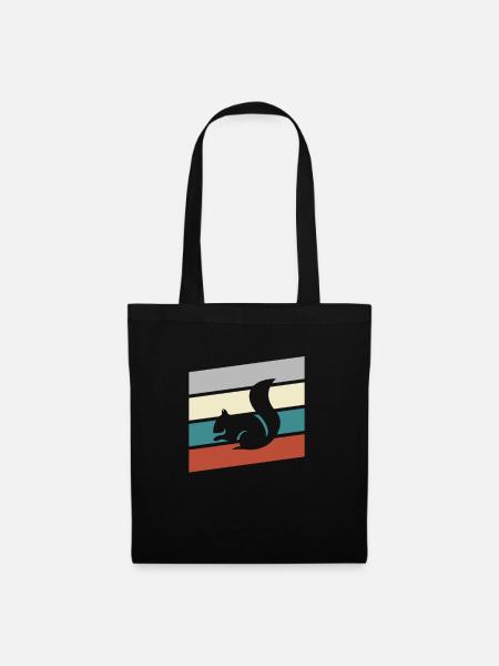 Eichhörnchen Retro - Stoffbeutel - Schwarz