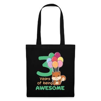 Squirrel for 3rd birthday children three years - Tote Bag - black - Front