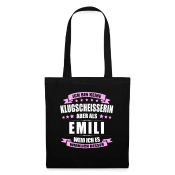 Name Emili Vorname Klugscheisserin Namenstag - Stoffbeutel - Schwarz - Vorne