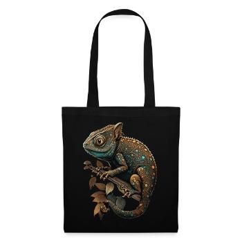 Mignon Caméléon Illustration Amphibien Lézard Repti - Sac en tissu - noir - Devant