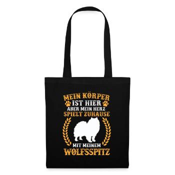 Spiele mit meinem Wolfsspitz Deutscher Keeshond - Stoffbeutel - Schwarz - Vorne