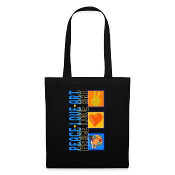 Art Shirt, Peace Love Art Painting Palette Tee, - Tote Bag - black - Front