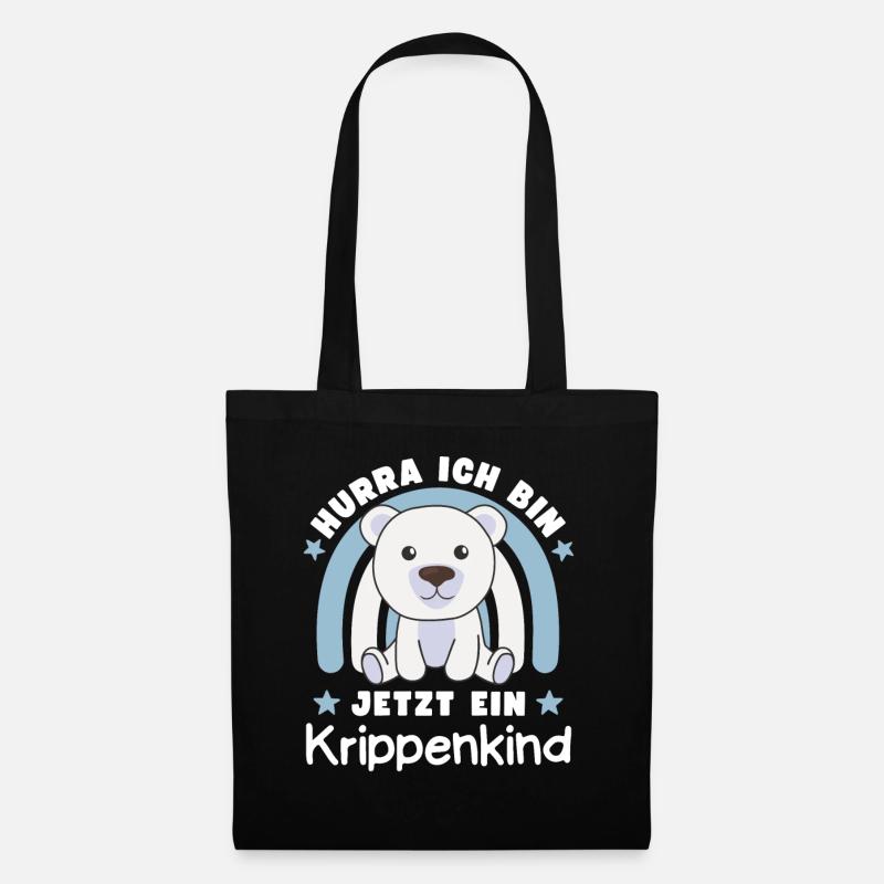 Hurra Ich Bin Jetzt Ein Krippenkind Eisbär - Stoffbeutel - Schwarz