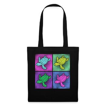 Sea Turtle Tortoise Retro Vintage - Sac en tissu - noir - Devant