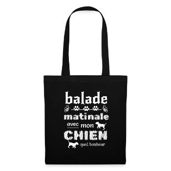 Balade matinale avec mon chien quel bonheur - Sac en tissu - noir - Devant