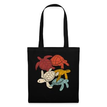 Sea Turtle Tortoise Retro Vintage - Sac en tissu - noir - Devant