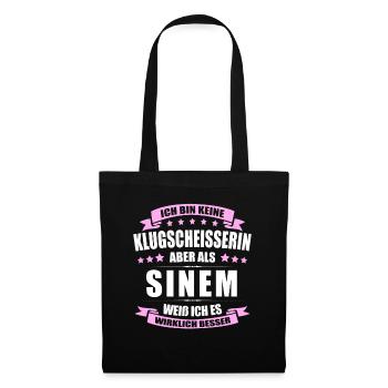 Name Sinem Vorname Klugscheisserin Namenstag - Stoffbeutel - Schwarz - Vorne