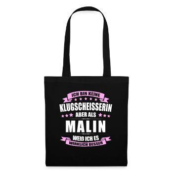 Name Malin Vorname Klugscheisserin Namenstag - Stoffbeutel - Schwarz - Vorne