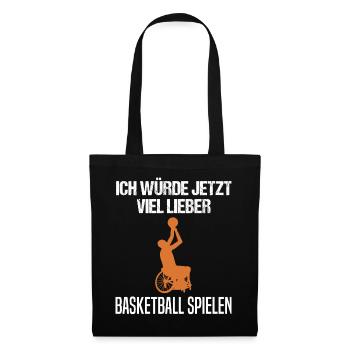 Rollstuhl Basketball Spieler Lustiger Spruch - Stoffbeutel - Schwarz - Vorne