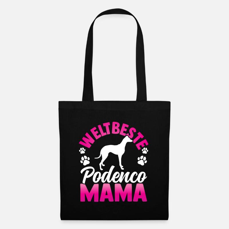 Beste Podenco Mama spanischer Windhund - Stoffbeutel - Schwarz