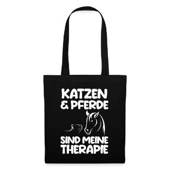 Pferde Pferdeliebhaber Katzenliebhaber Katzen - Stoffbeutel - Schwarz - Vorne