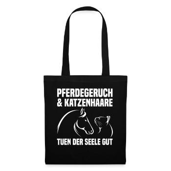 Pferde Pferdeliebhaber Katzenliebhaber Katzen - Stoffbeutel - Schwarz - Vorne