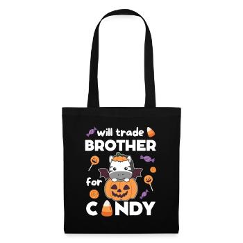 Zebra Halloween swap brother for sweets - Tote Bag - black - Front