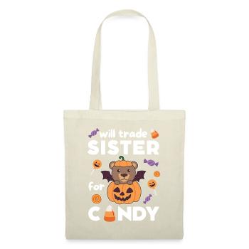 Bär Halloween tausche Schwester für Süßes - Stoffbeutel - Natur - Vorne