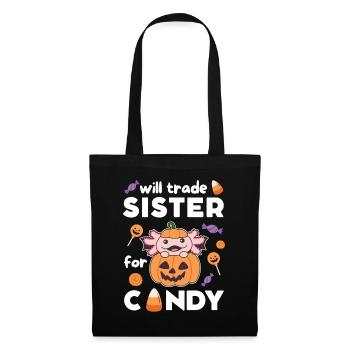 Axolotl Halloween swap brother for sweets - Tote Bag - black - Front
