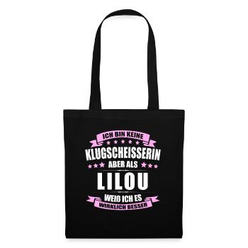 Name Lilou Vorname Klugscheisserin Namenstag - Stoffbeutel - Schwarz - Vorne