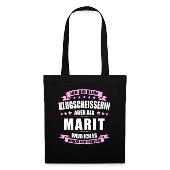 Name Marit Vorname Klugscheisserin Namenstag - Stoffbeutel - Schwarz - Vorne
