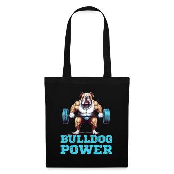 Bulldog Power Fitness Hund Bulldogge Gym - Stoffbeutel - Schwarz - Vorne